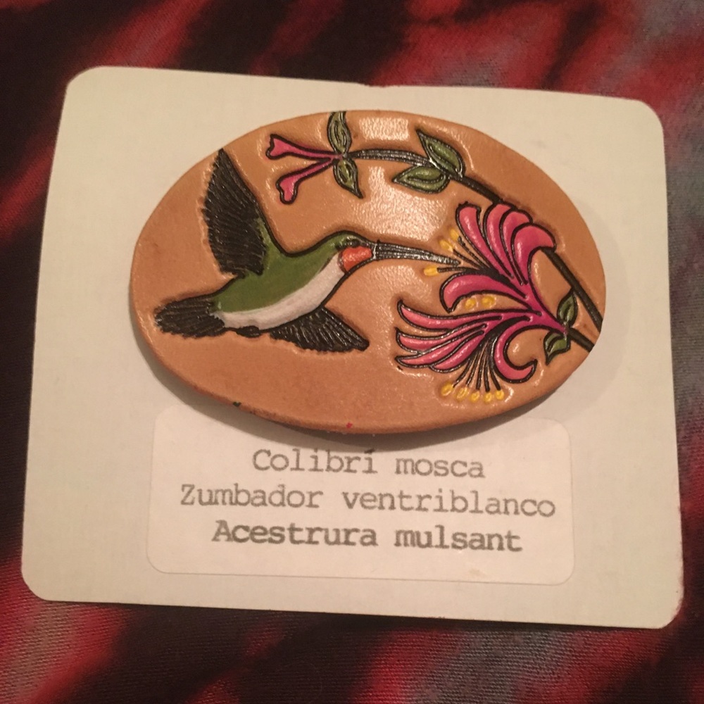 *2/$20 bundle* Hummingbird bird leather barrette